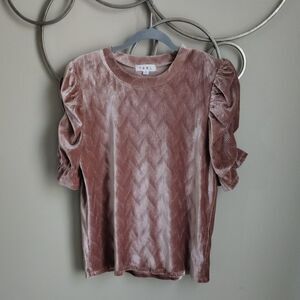 THML velour puff shoulder top